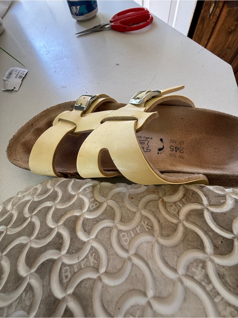 Birkenstock BIRKIs 
 Yellow Buckle Slide Sandals - Picture 4 of 5
